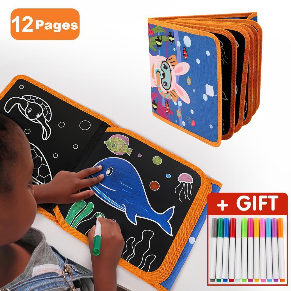 Modern Popular Kids Baby Education Skill Book  Drawing Board Book Animal Coloring Book  Blackboard Painting For Kids