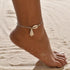 Gold Metal Shell Coconut Tree Female Anklets Barefoot Sandals Foot Summer Double Layers  Foot  Bracelets Leg Jewelry