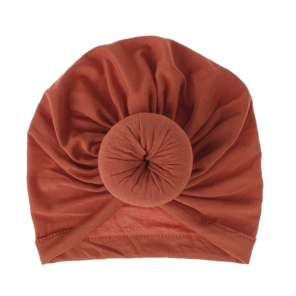 Handmade Pleated Flower Babies' Knitted Cotton Cloth Turban For Baby Girls In Elegant Style