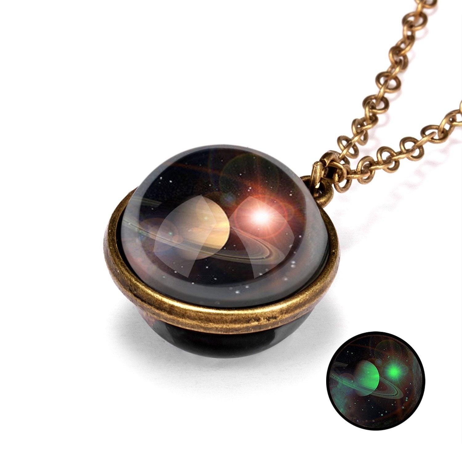 New  Galaxy Double Sided Pendant Necklace IN Universe Planet Jewelry Glass Art Picture Handmade Statement Necklace art Design