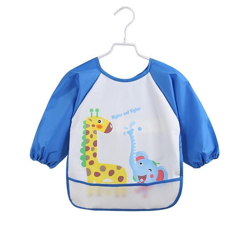 Cute Cartoon Print Baby Waterproof Long Sleeve Apron Children Feeding Smock Bib Baby Accessories