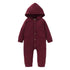 Newborn Clothing Solid Long Sleeve Hooded Button Pockets Romper Winter Warm Jumpsuit for Girls and Boys