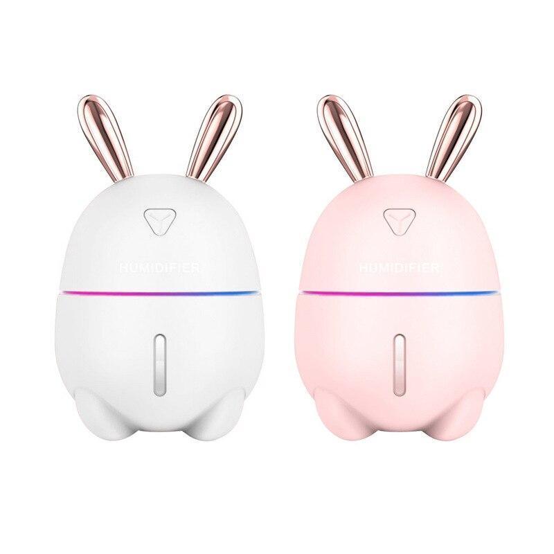 300ML Mini Air Humidifier Cute Rabbit USB Aroma Essential Oil Diffuser Colorful Night Light Car Office  Mist Maker