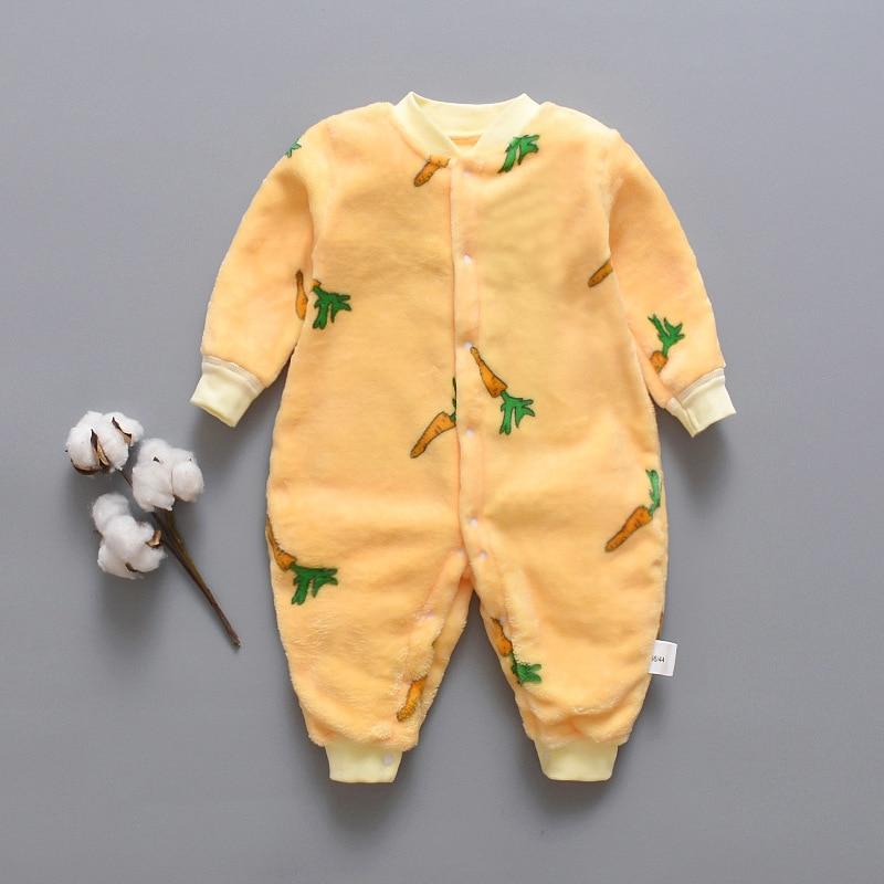 Newborn Baby Clothes Dinosaur Print Baby Boy Romper Warm Infant Soft Fleece Jumpsuit For Winter