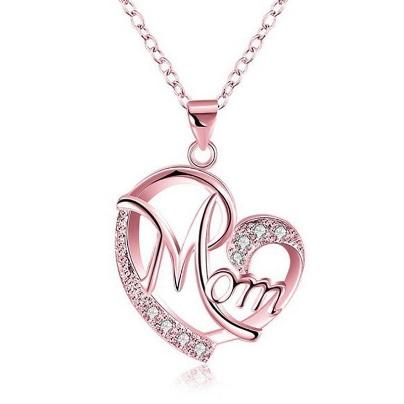 Diamond Luxury Mother's Day Necklace Fashion Mom Letter Love Necklace Charms Pendant Necklace Design  The Best Gift For Mother