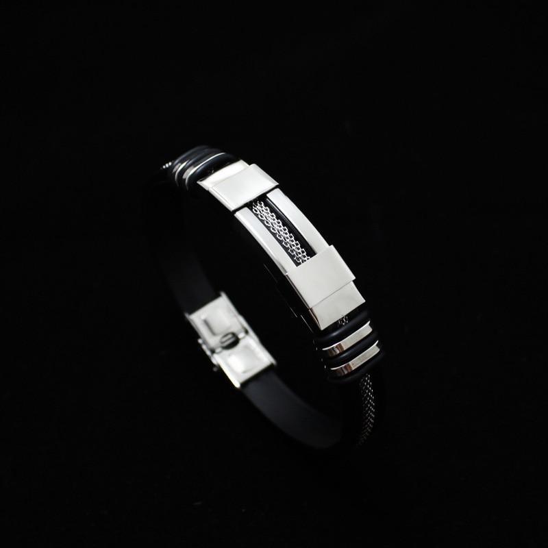 Stainless Steel Silicone Bracelet Men Jewelry Wrist Band Punk Style New Design Men Rubber Charm Brecelet