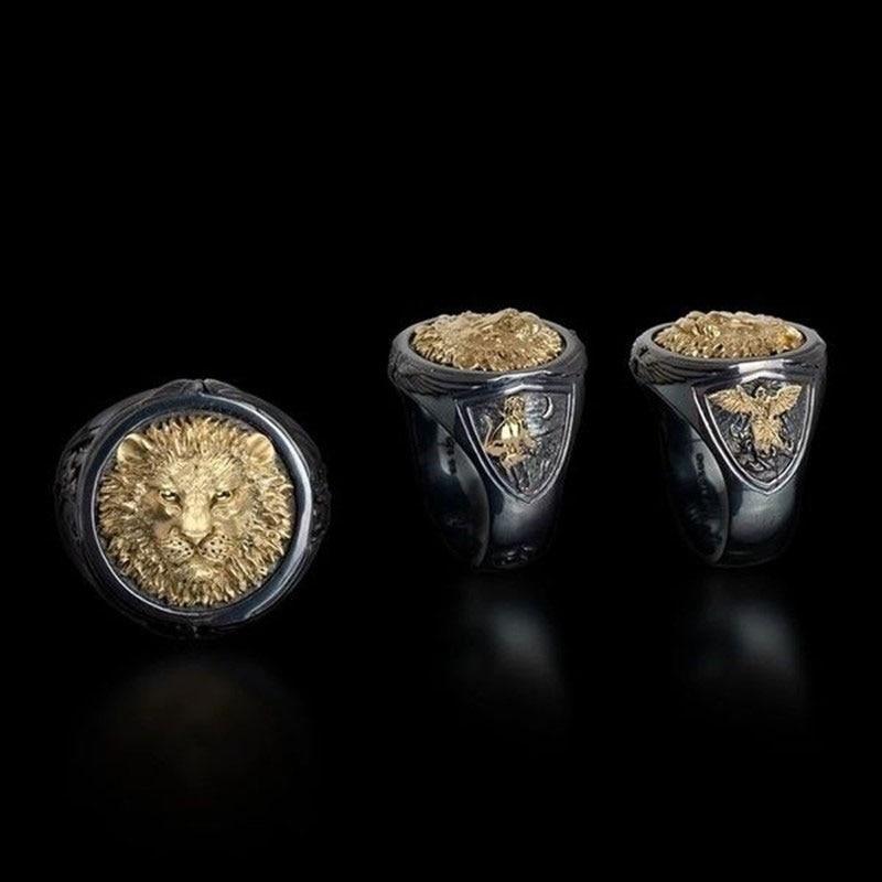 Handmade Lion Men's Ring New Creative Black Syle In Luxury Party Animal Finger Rings Style for Men Punk Rock Statement Night Club Jewelry Design