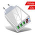 3 Ports Black USB Charger EU US Plug LED Display 3.1A Fast Charging Smart Mobile Phone Charger