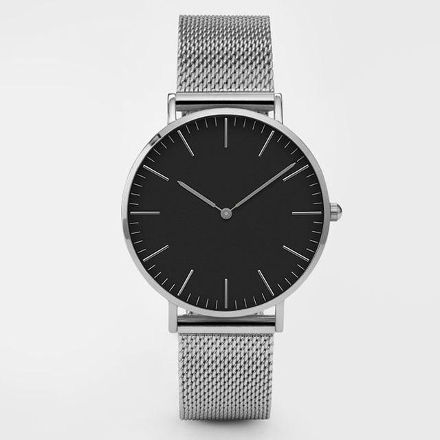 Fashion Unisex Watches Ultra Thin Stainless Steel Mesh Belt Quartz Classic Casual Watch For Women and Man