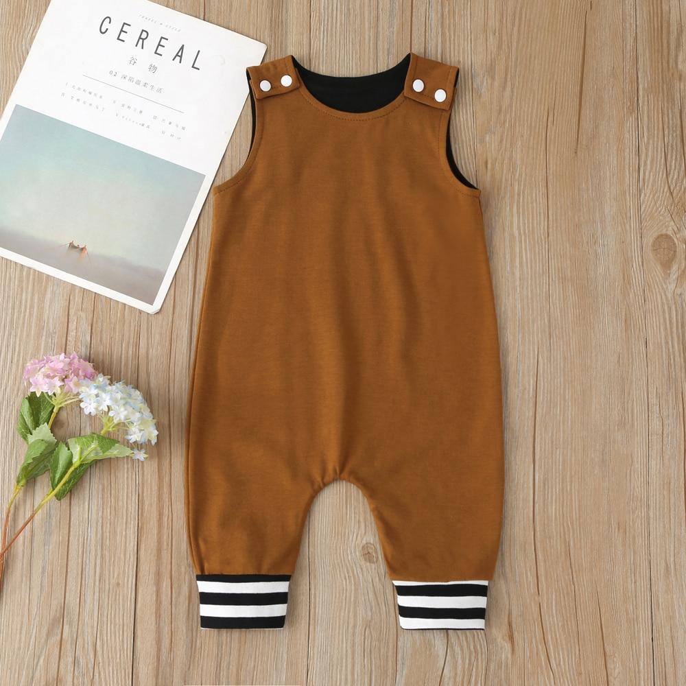 New Baby Boys Girls Outfits Clothes Newborn Baby Kids Rompers Toddler Solid Striped Sleeveless Cotton Jumpsuit Playsuit For Kids