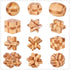 12 Style Brain Teaser 3D Wooden Interlocking Puzzles Game Toy Bamboo Small Size For Adults Kids