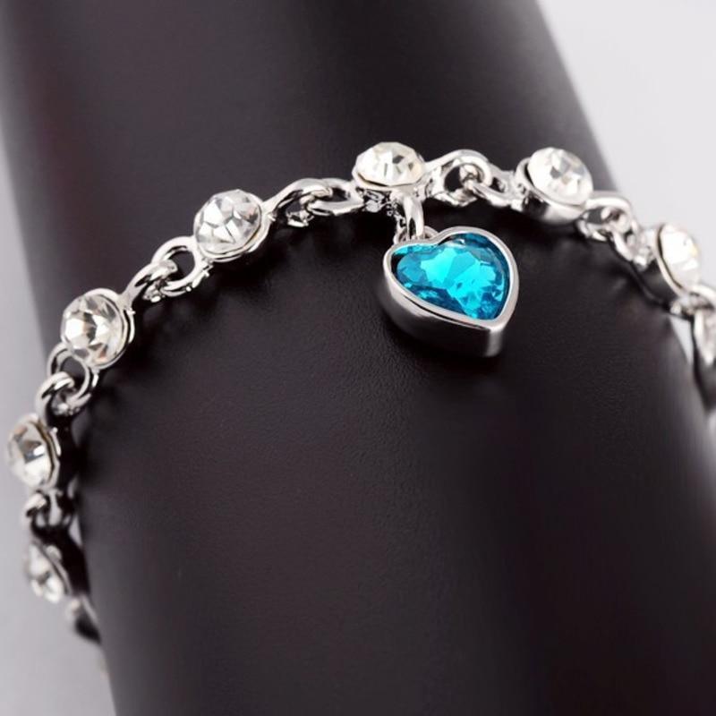 Modern Genuine 925 Sterling Silver Heart Elegant Luxury Bracelets For Women Blue Sapphire Tanzanite Chain Bracelet  Trendy Wedding Gift Fine Jewelry