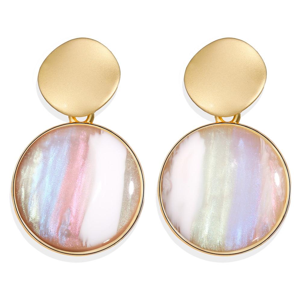 New Luxury Elegant Geometric Shell Dangle Earrings For Women In Round Small Drop Design