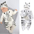 Newborn Baby Boys Romper Clothes Cotton Cute Cartoon Print Long Sleeve Jumpsuit Hat 2 Pcs