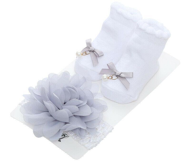 Princess Colorful Lace Baby Socks Bow Cute Baby Bowknot Warm Socks And Hair Band Set Stylish Design For Baby Girls