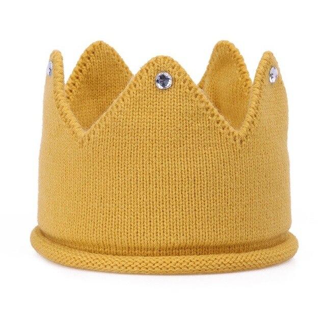 Modern Luxury New Trend  Baby Hat Girls and Boys Crown Knitted Cap Toddler Empty Top Hats Newborn Design Woolen Yarn Bonnet For Kids