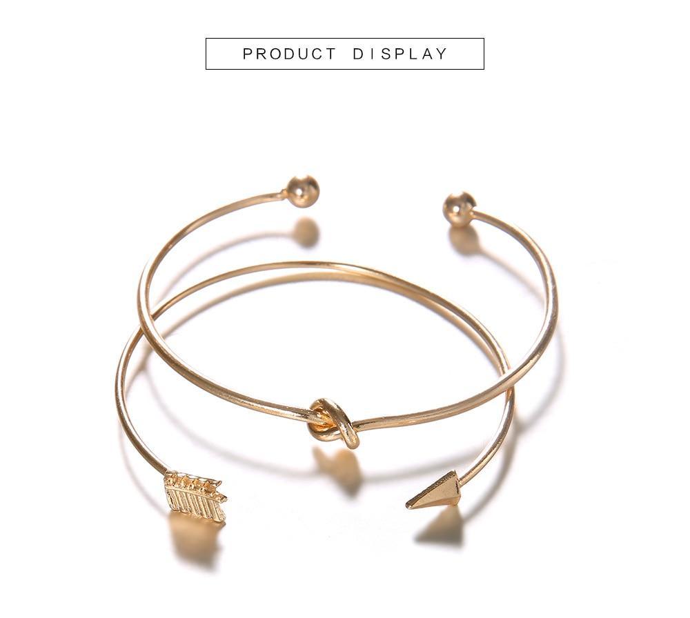 Luxury New Modern Fashion Bracelet Arrow Knotted Opening Elegant Bracelet Set Gold-Color For Woman