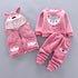 Baby Clothes Winter Thick And Warm Three-piece Cartoon Bear And Fox Printed Sweater Hooded Baby Girl Clothing Set Sweater and Pants