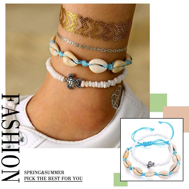 Female Heart Anklets Barefoot Crochet Sandals Foot Jewelry Bracelets For Women Leg Chain