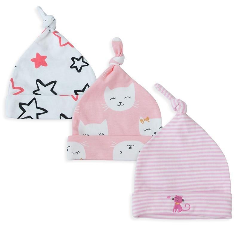 Printed Baby Hats & Caps For Newborn Baby Accessories In Elegant Modern Design Set Of 3PCS For Baby Kids