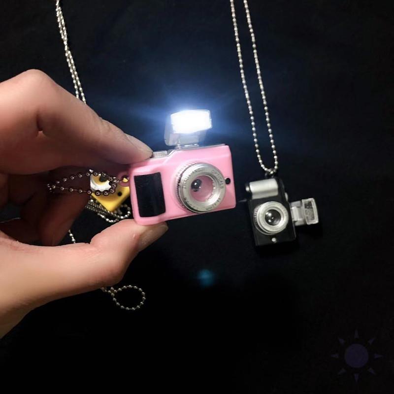 Interesting Flash Camera Necklaces Music Pendant Luminous Necklace Retro Small Camera Necklace With Flash For  Men and Women