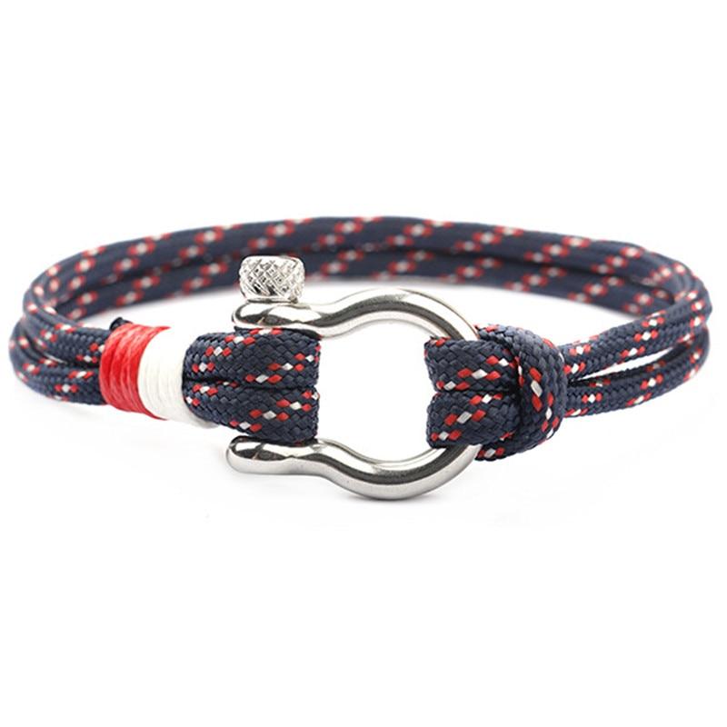 Fashion Charm Paracord Bracelet Navy Style Braided Rope Stainless Steel Buckles Survival Bracelets for Men and Women