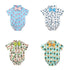 Newborn Boys Bodysuits Bow Short Sleeve Print Single Breasted Jumpsuits Shirt For Baby With Elegant Bow