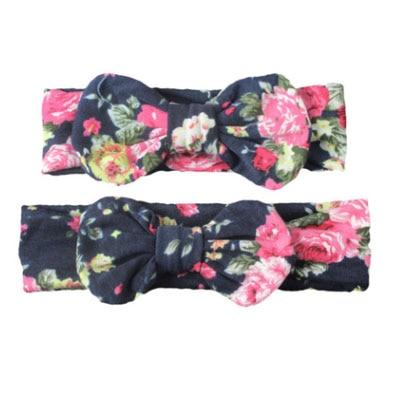 Mother & Baby Headband for Girl Bow Hairband Floral Elastic Hair Bands Parent-Child Turban Hair Accessories Bow For Mother and daughter