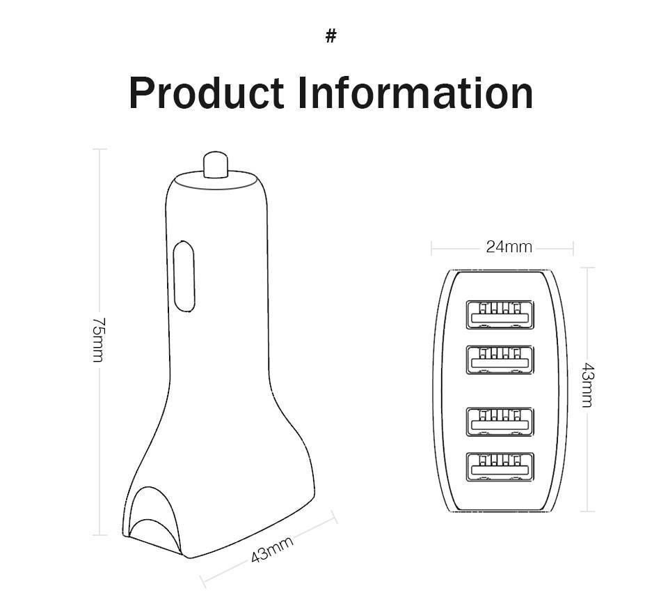 30W 4 Ports Car Charger Quick Charge 3.0 Dual USB Adapter Fast Charging For Smartphones Car-Charger Gadgets