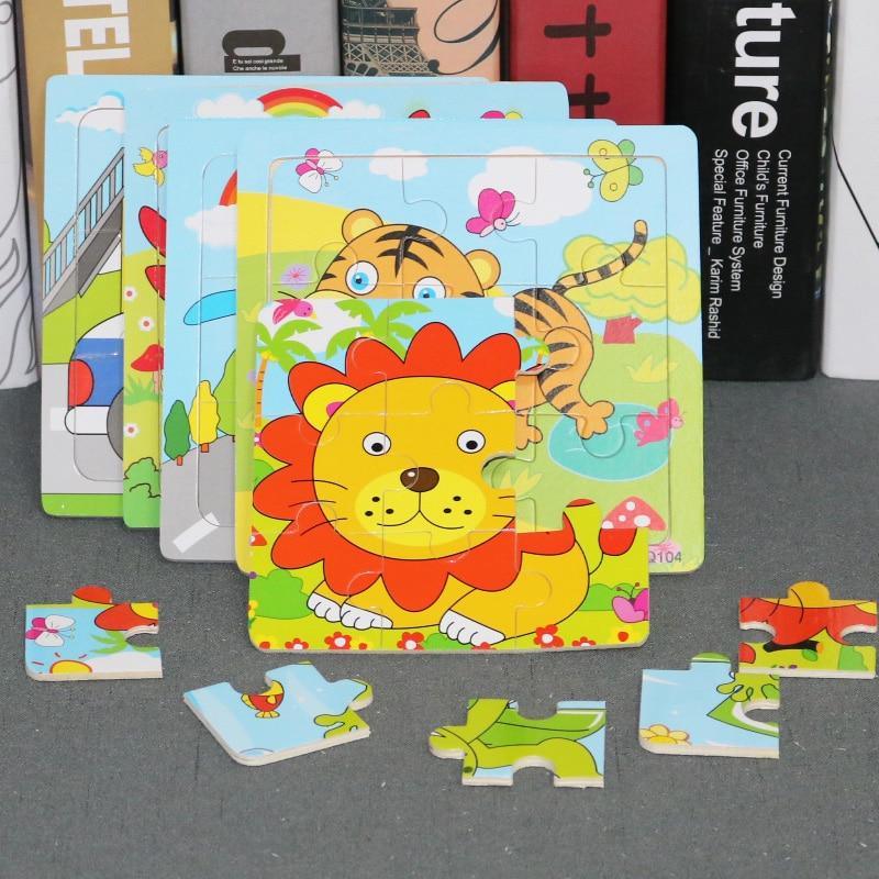 1 Pcs Animal Wooden Puzzles For Children In Wooden 3D Mosaic Puzzles Kids Educational Toys Design  For Baby Birthday Gifts