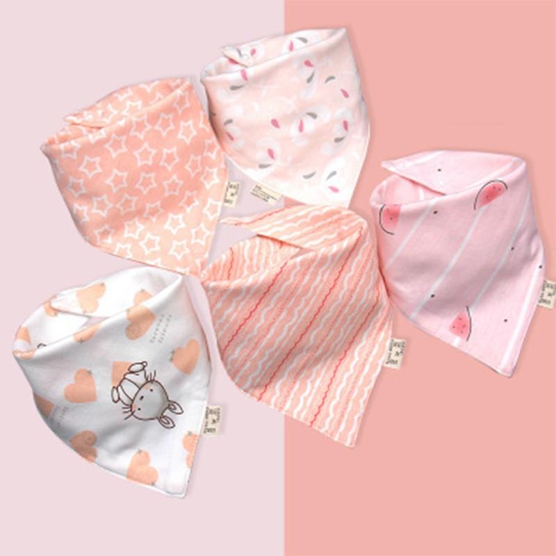 Trend 5PCS/SET Pack Baby Cotton Cartoon Saliva Towel Bandana Bibs For Baby Feeding Accessory For Baby Kids