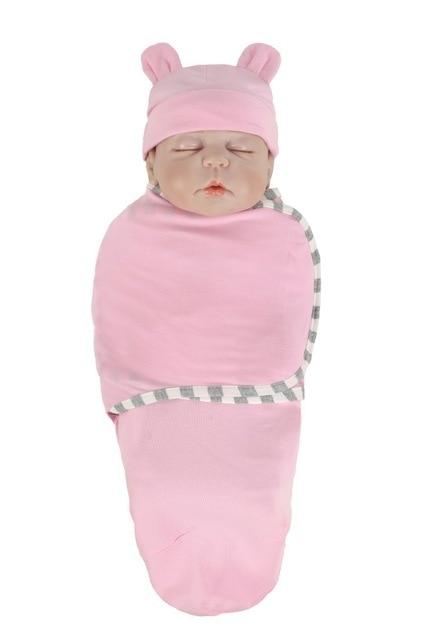 Newborn Wrapping Swaddle Baby Envelop Wrap Blanket Baby Hat Sleeping Bag Set Sleep Bag