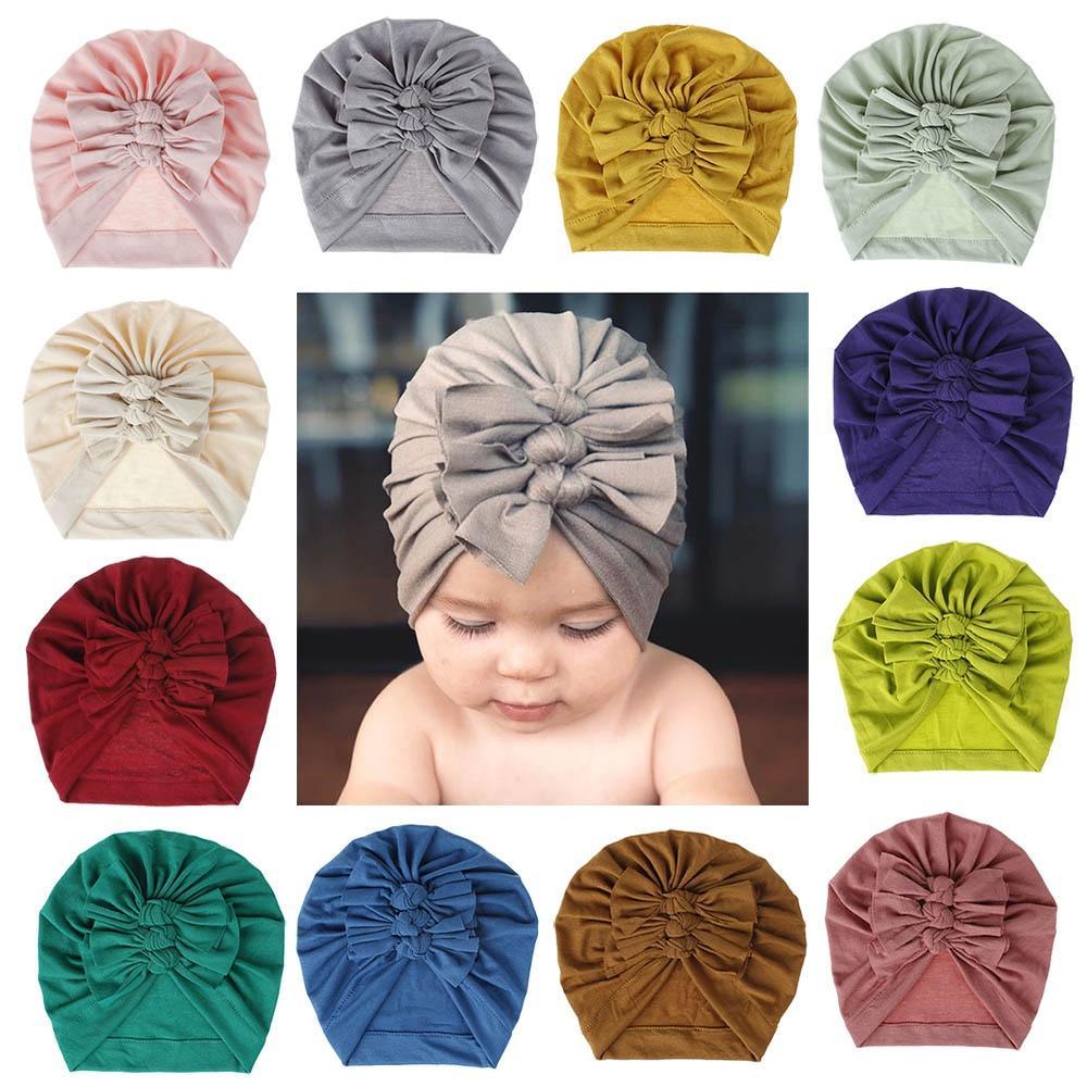 Modern Turban Baby Girls Bow Turban Hats Cotton Kids Beanie Children Hats Accessories For Girls Baby