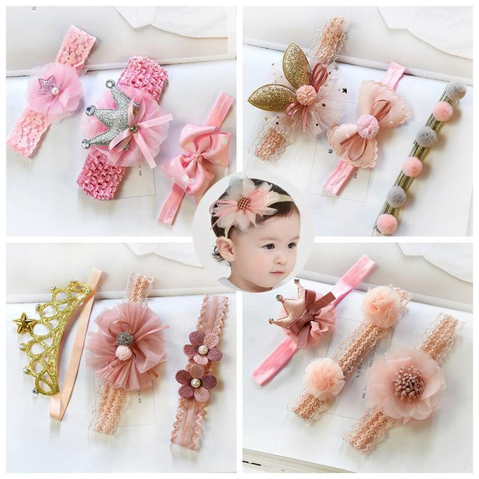 Luxury Modern Baby Headband Crown Flower Bows Hairband Baby Girl Headbands Newborn Hair Accessories Elastic Baby Hair Band