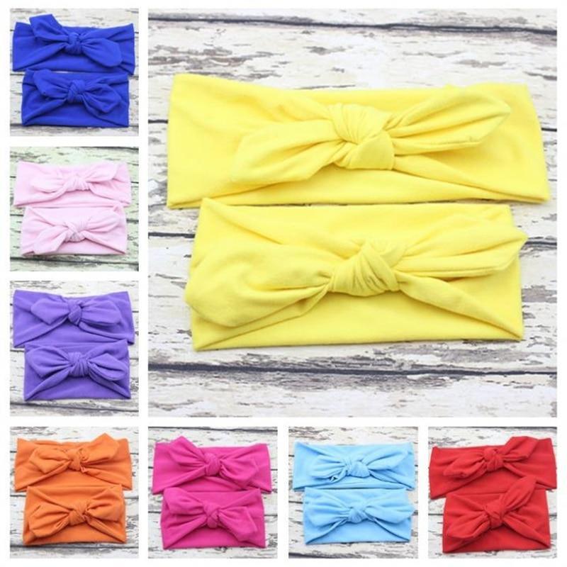 Modern Mother & Daughter Rabbit Ears Bow Hair Bands Cloth Headband Bowknot Headwear Bow