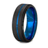 Men's fashion Black Brushed Ladder Edge Stainless Steel Ring Blue Groove Men Wedding Ring Gifts For Men