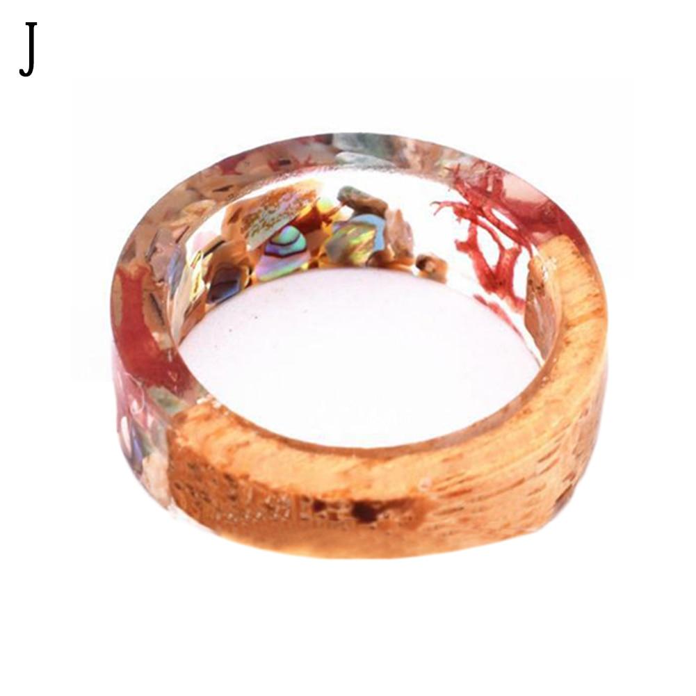 Handmade Luxury Natural Rings For Women and Men With Clear Wood Resin Ring Dried Flower Plant Decoration With Gold Paper Inside