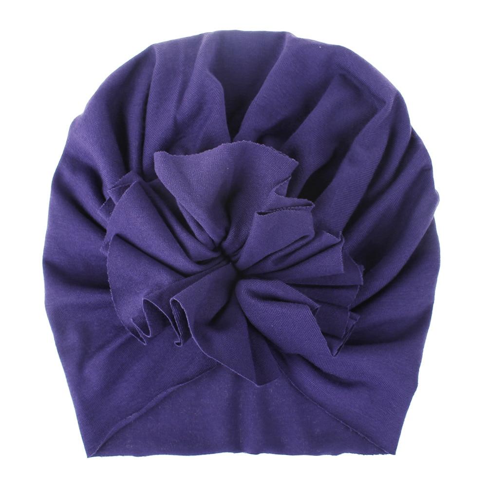 Handmade Pleated Flower Babies' Knitted Cotton Cloth Turban For Baby Girls In Elegant Style