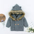 Modern Luxury Winter Warm Newborn Baby Boy Girl Knit Hooded Coat Fur Collar Jacket Clothes FOr Boys and Girls