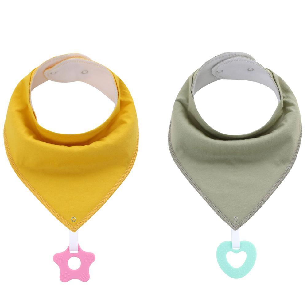 100% Organic Cotton Super Absorbent And Soft Unisex Baby Bandana Drool Bibs And Teething Toys For Newborn