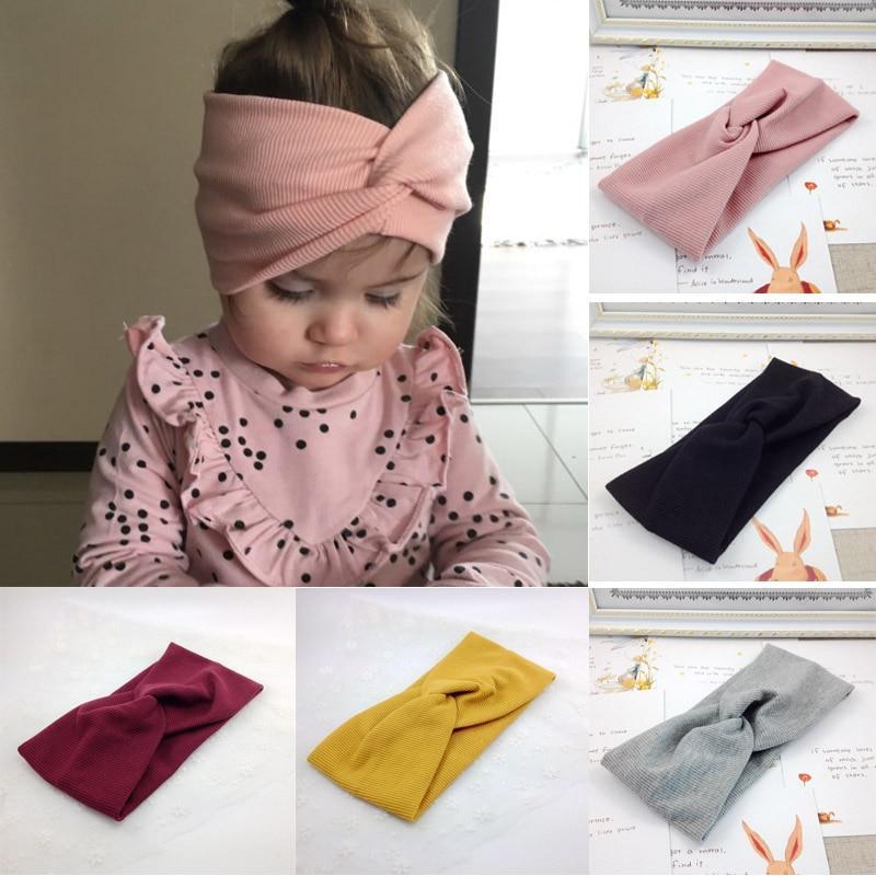 Baby Solid Cross Knitted Headband For Girls Women Kids Twisted Elastic Hairband Turban