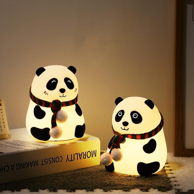 Night Light for Kids, 7-Color Silicone Big Eyes Panda Nursery Lights, USB Rechargeable LED Lamp for Girls and Boys Bedrooms