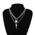 Multi Layer Lover Lock Pendant Choker Chain  Necklace For Women Luxury Jewelry Cool Style