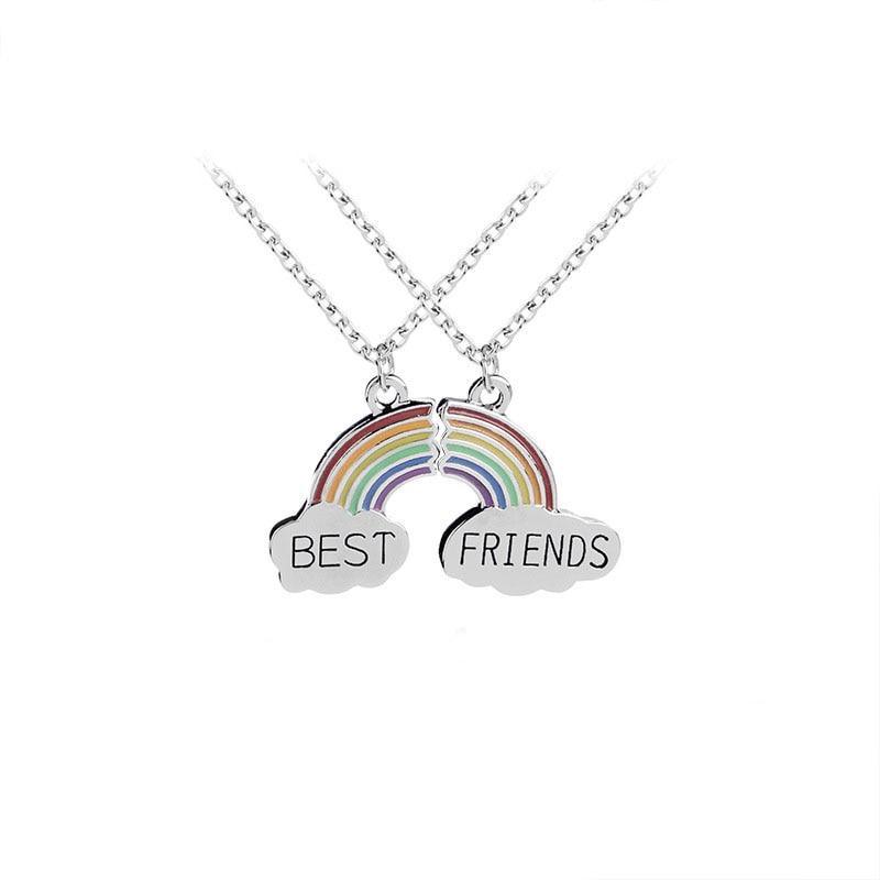 Love Couple Pendant  Rainbow Broken Heart BFF Friendship Necklace Perfect Gift For Friends Cool Jewelry Style