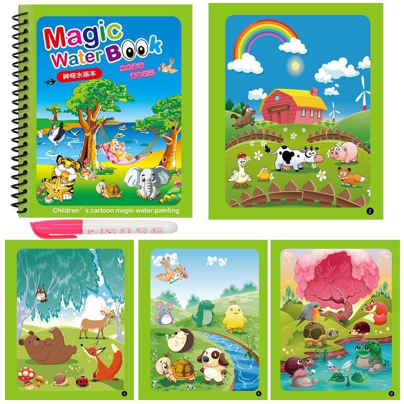 Early Education Montessori Painting Drawing Board For Kids Toys Coloring Book Doodle & Magic Pen Magic Water Drawing Book