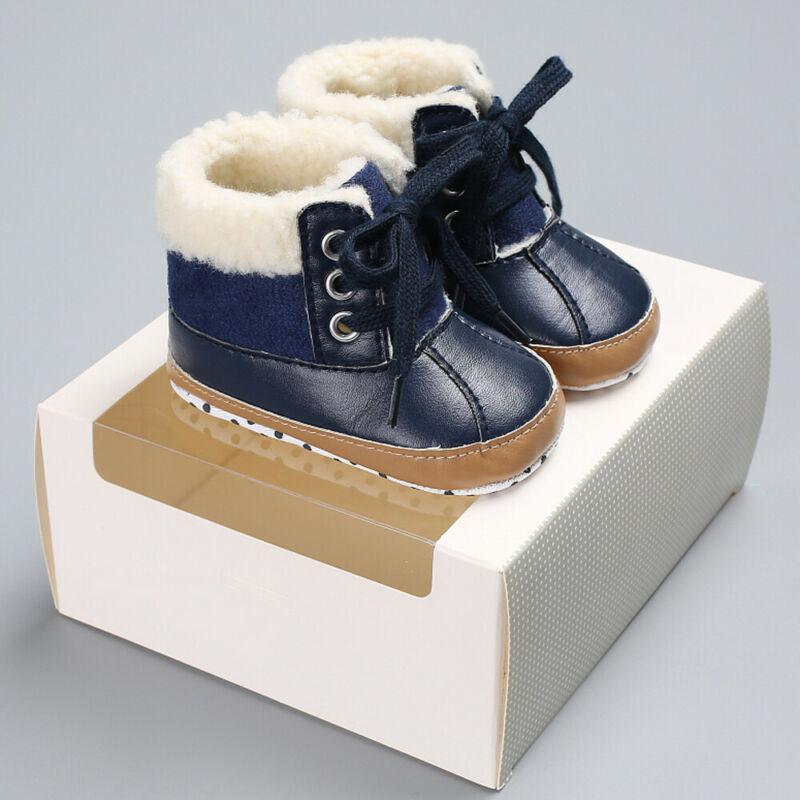 Infant Newborn Baby Boy Winter Warm Lace Up Design Boots Kids Baby Boy Booties Stylish Autumn Shoes