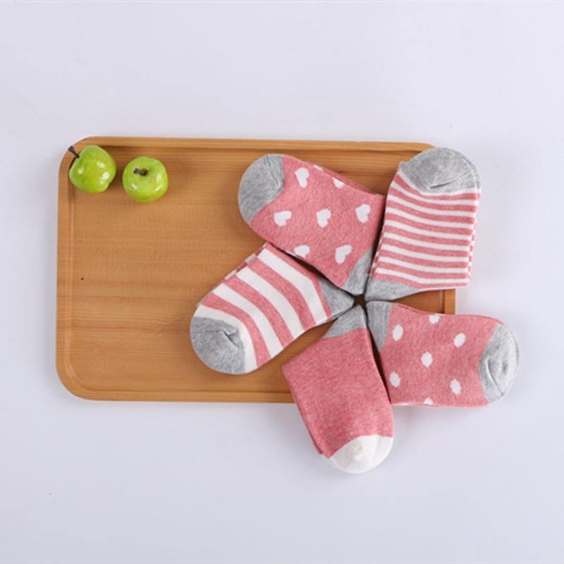 Luxury Modern 5pair Socks Set Kids Soft Cotton Socks Baby Cute Cartoon Warm Dots Fashion Sport Socks For Firls and Boys Kids