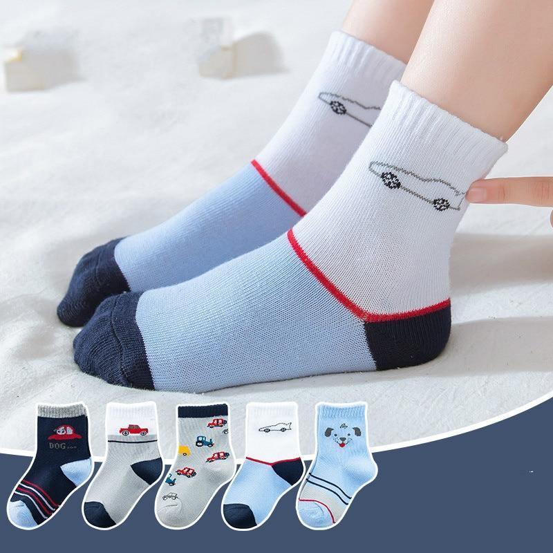 5 Pairs Baby Boys Winter Socks Cartoon Bear Kids Spring Autumn Cotton Breathable For Kids