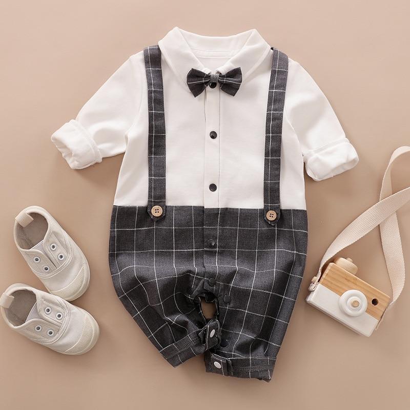 Luxury Modern Baby Boy Infant Rompers Baby Clothes Kids With Bow Modern Baby Costume Suit