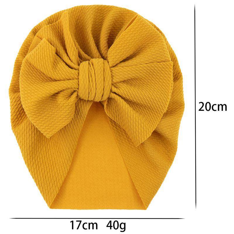 Handamde Elegant Baby Hats for Girls Big Bow Turban Hat Newborn  Baby Beanie Cap Solid Color Style